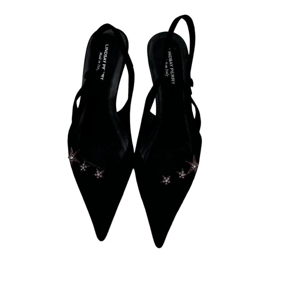 Lindsay Perry Suede Kitten Heels With Pink Rhinestone Stars Women's 36 1/2 US 6